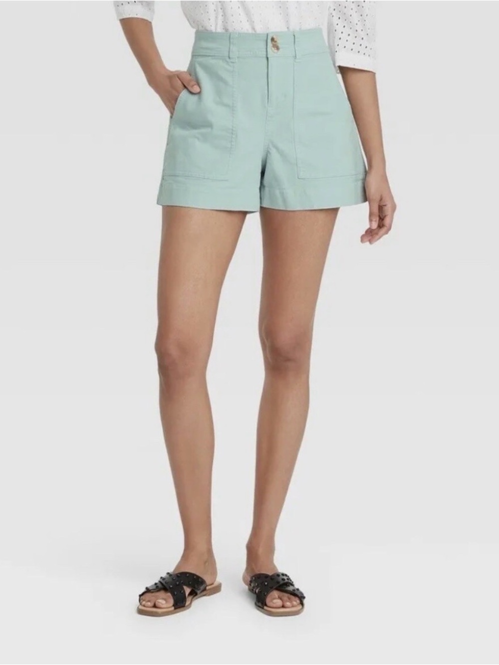 a new day Mint High-Waist Patch Pocket Shorts